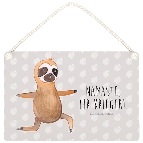 Mr. & Mrs. Panda DIN A5 Deko Schild Faultier Yoga - Geschenk, Gelassenheit, Tür Schild, Türschild, Dekoschild, Faultier Geschenk, Faultier Deko, von Mr. & Mrs. Panda