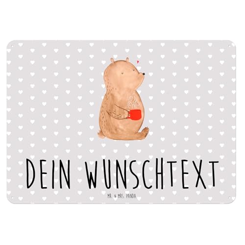 Mr. & Mrs. Panda Personalisiertes Blechschild Bär Morgenkaffee DIN A5 - Personalisierte Geschenke, Metallschild Mit Wunschtext, Ehefrau, Blechschild Mr. & Mrs. Panda Personalisiertes Blechschild Bär Morgenkaffee DIN A5 - Personalisierte Geschenke, Metallschild Mit Wunschtext, Ehefrau, Blechschild von Mr. & Mrs. Panda