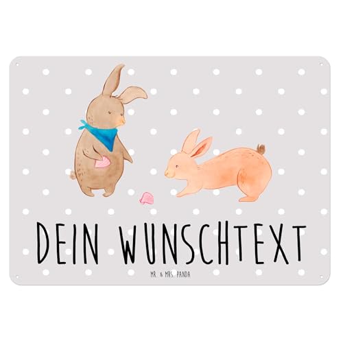 Mr. & Mrs. Panda Personalisiertes Blechschild Hasen Muschel DIN A5 - Personalisierte Geschenke, Muscheln, Muscheln sammeln, Blechschild Mit Namen, von Mr. & Mrs. Panda