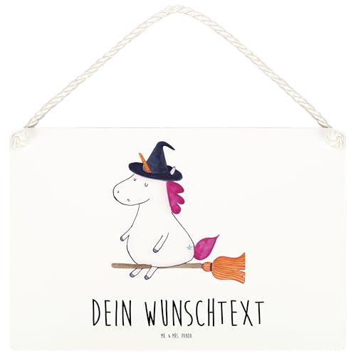 Mr. & Mrs. Panda DIN A5 Personalisiertes Deko Schild Einhorn Hexe - Personalisierte Geschenke, Pegasus, Verrückte, Dekoschild, Ehefrau, Wanddeko, von Mr. & Mrs. Panda