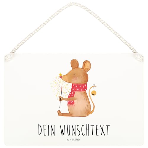 Mr. & Mrs. Panda DIN A5 Personalisiertes Deko Schild Weihnachtsmaus - Personalisierte Geschenke, Mäuschen, Weihnachtsgruß, Tür Schild, Advent, von Mr. & Mrs. Panda