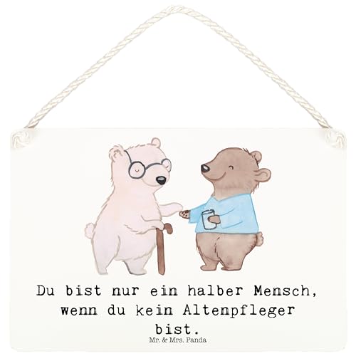 Mr. & Mrs. Panda DIN A6 Deko Schild Altenpfleger mit Herz - Geschenk, Altenheim Eröffnung, Dankeschön, Tür Schild, Wanddeko, Dekoschild, Kollegin, von Mr. & Mrs. Panda