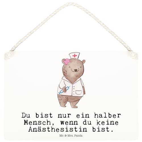 Mr. & Mrs. Panda DIN A6 Deko Schild Anästhesistin mit Herz - Geschenk, Narkoseärztin, Anästhesie, Krankenhaus, Danke, Wandschild, Dekoschild, Firma, von Mr. & Mrs. Panda