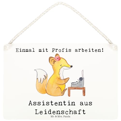 Mr. & Mrs. Panda DIN A6 Deko Schild Assistentin aus Leidenschaft - Geschenk, Holzschild, Dankeschön, Wandschild, Mitarbeiter, Danke, Tür Schild, von Mr. & Mrs. Panda