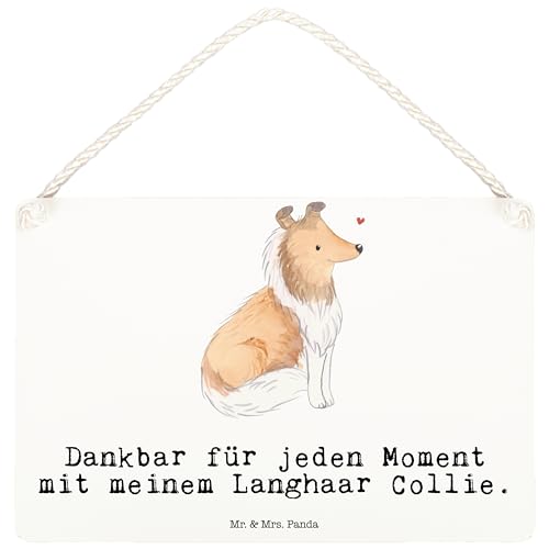 Mr. & Mrs. Panda DIN A6 Deko Schild Langhaar Collie Moment - Geschenk, Hund, Dekoschild, Hundebesitzer, Tür Schild, Hunderasse, Holzschild, von Mr. & Mrs. Panda