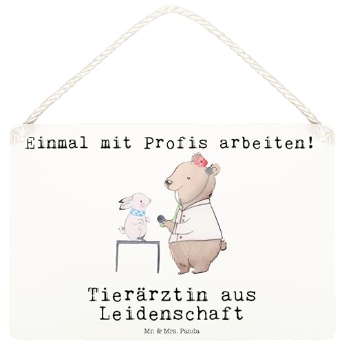 Mr. & Mrs. Panda DIN A6 Deko Schild Tierärztin aus Leidenschaft - Geschenk, Tür Schild, Holzschild, Kollege, Mitarbeiter, Wandschild, Firma, Beruf, von Mr. & Mrs. Panda