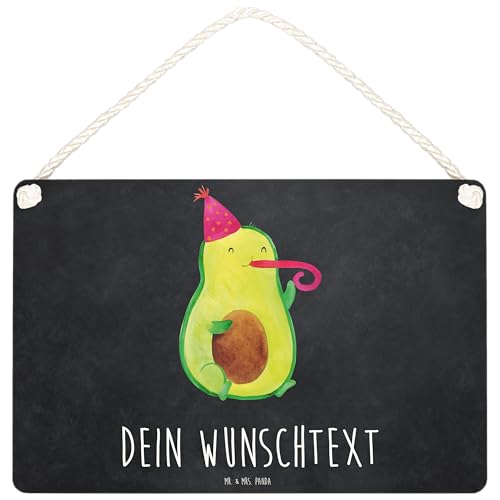 Mr. & Mrs. Panda DIN A6 Personalisiertes Deko Schild Avocado Partyhupe - Personalisierte Geschenke, Tür Schild, Veggie, Holzschild, Dekoschild, von Mr. & Mrs. Panda