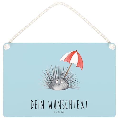 Mr. & Mrs. Panda DIN A6 Personalisiertes Deko Schild Seeigel - Personalisierte Geschenke, Meer, Achtsamkeit, Holzschild, Tür Schild, Urlaub, von Mr. & Mrs. Panda