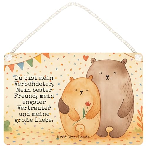 Mr. & Mrs. Panda Deko Schild Bären Liebe Design DIN A4 - Weiß von Mr. & Mrs. Panda