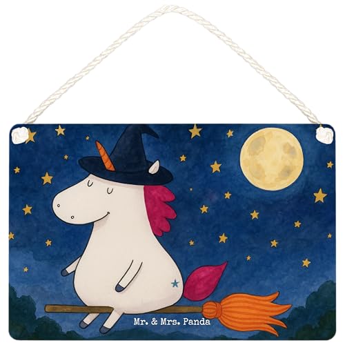 Mr. & Mrs. Panda Deko Schild Einhorn Hexe Design DIN A4 - Weiß von Mr. & Mrs. Panda