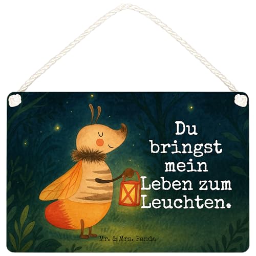 Mr. & Mrs. Panda Deko Schild Glühwürmchen Design DIN A4 - Weiß von Mr. & Mrs. Panda