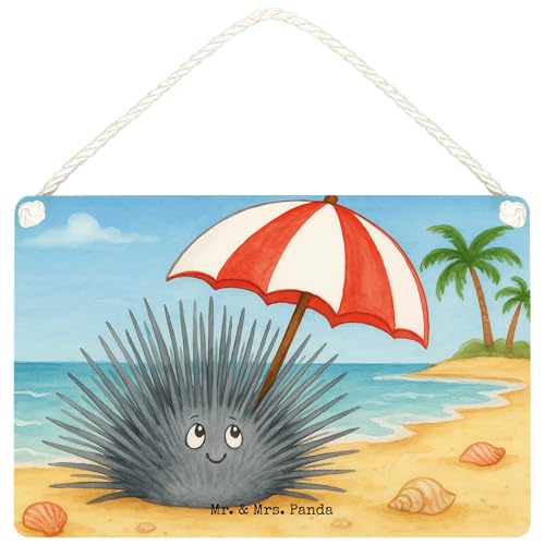 Mr. & Mrs. Panda Deko Schild Seeigel Design DIN A6 - Weiß von Mr. & Mrs. Panda
