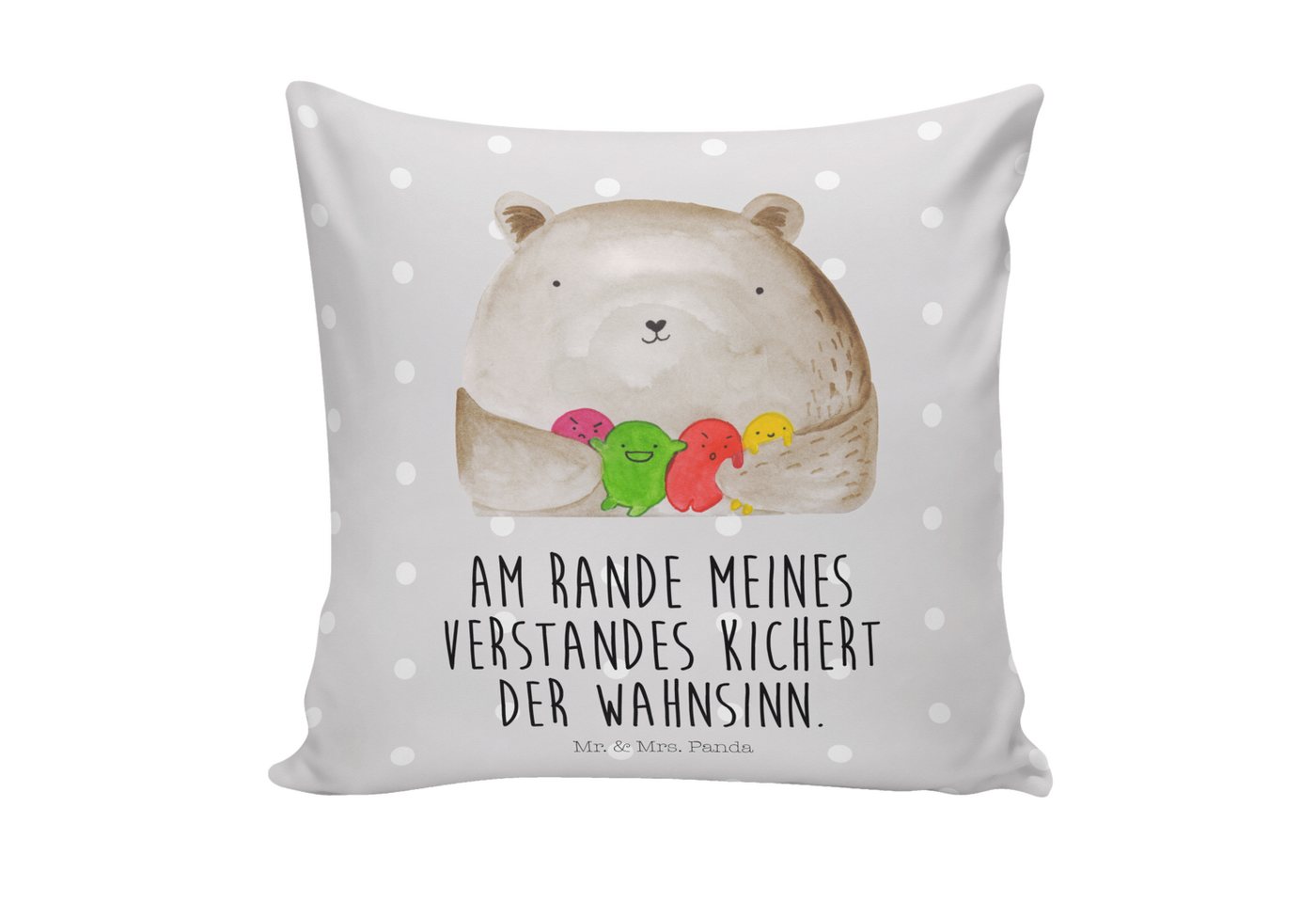 Mr. & Mrs. Panda Dekokissen Bär Gefühl - Grau Pastell - Geschenk, Kopfkissen, Motivkissen, Verrüc von Mr. & Mrs. Panda