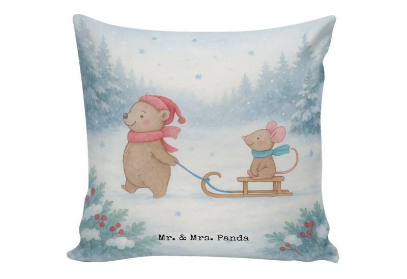 Mr. & Mrs. Panda Dekokissen Bär und Maus Schlitten Design, Sofakissen, Weiß, Kopfkissen, Kissen 4 von Mr. & Mrs. Panda