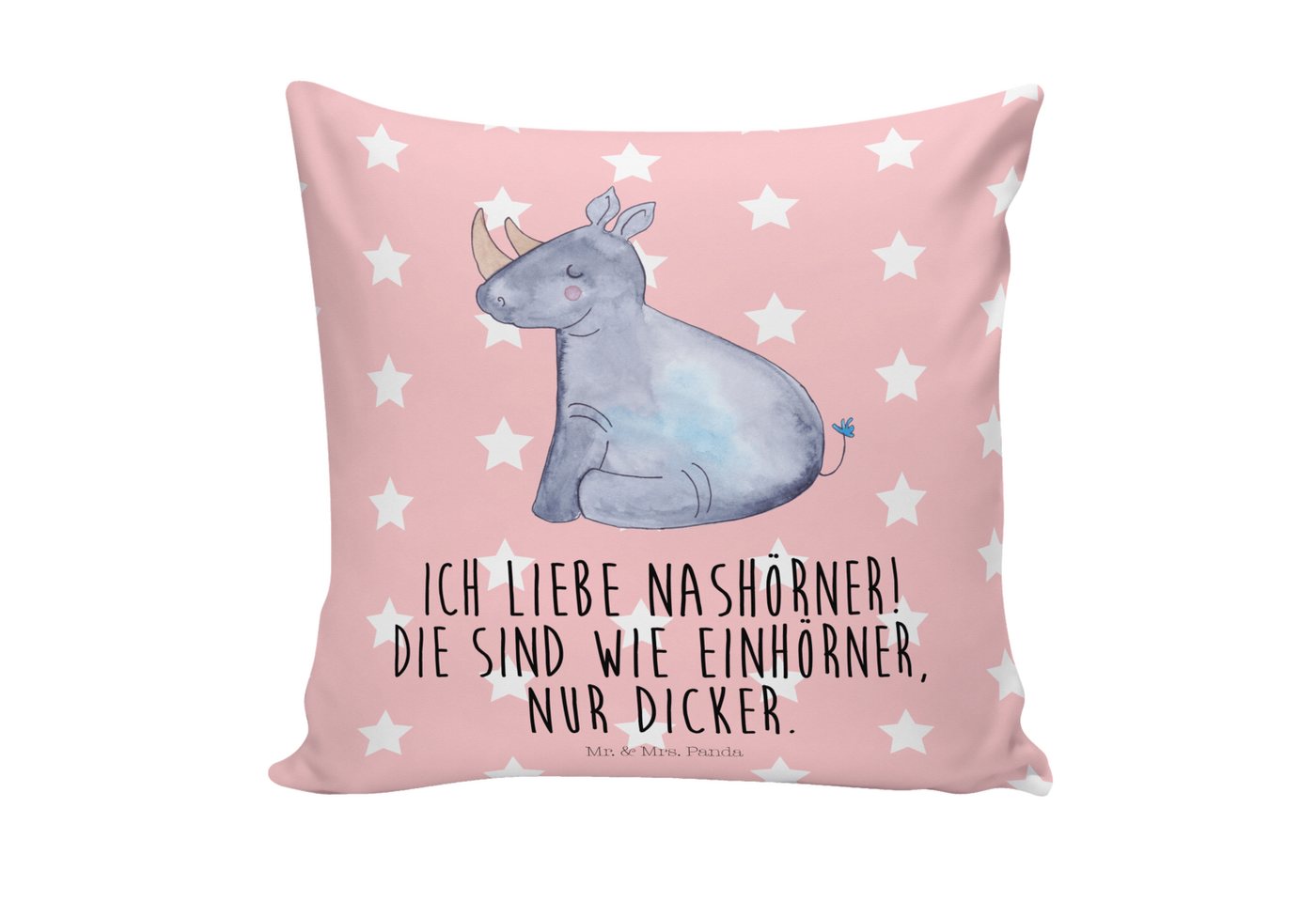 Mr. & Mrs. Panda Dekokissen Einhorn Nashorn - Rot Pastell - Geschenk, Einhorn Deko, Einhörner, De von Mr. & Mrs. Panda