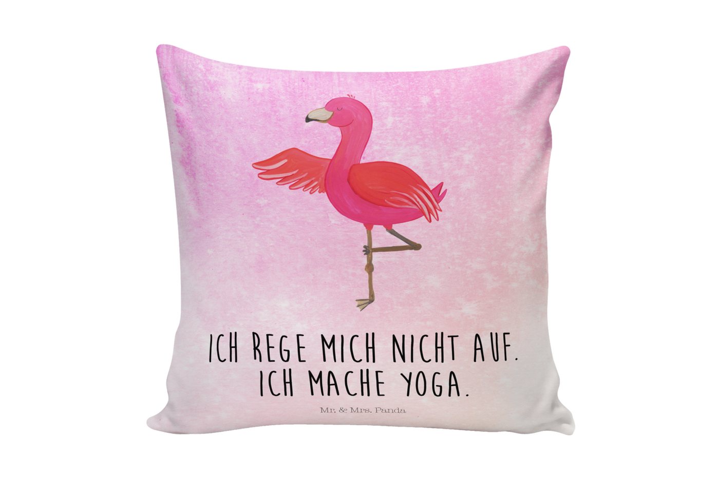 Mr. & Mrs. Panda Dekokissen Flamingo Yoga - Aquarell Pink - Geschenk, Entspannung, entspannt, Dek von Mr. & Mrs. Panda