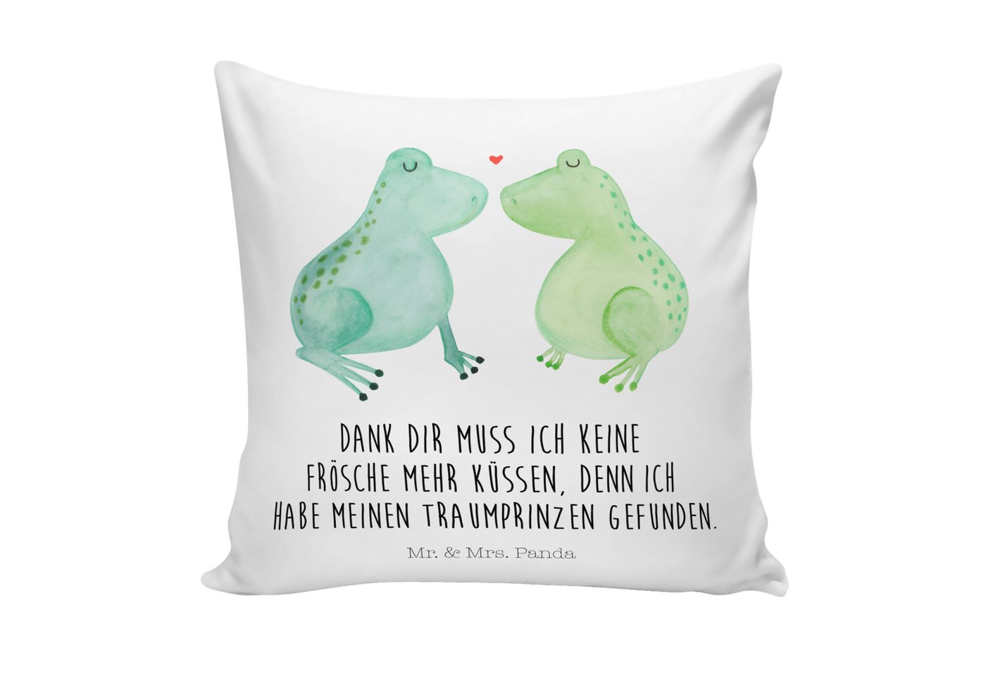 Mr. & Mrs. Panda Dekokissen Frosch Liebe - Weiß - Geschenk, Jahrestag, Verlobt, Motivkissen, Frös von Mr. & Mrs. Panda