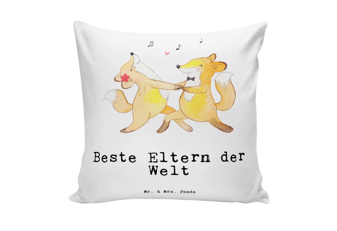 Mr. & Mrs. Panda Dekokissen Fuchs Beste Eltern der Welt - Weiß - Geschenk, Kopfkissen, Sofakissen, Einzigartige Designs von Mr. & Mrs. Panda