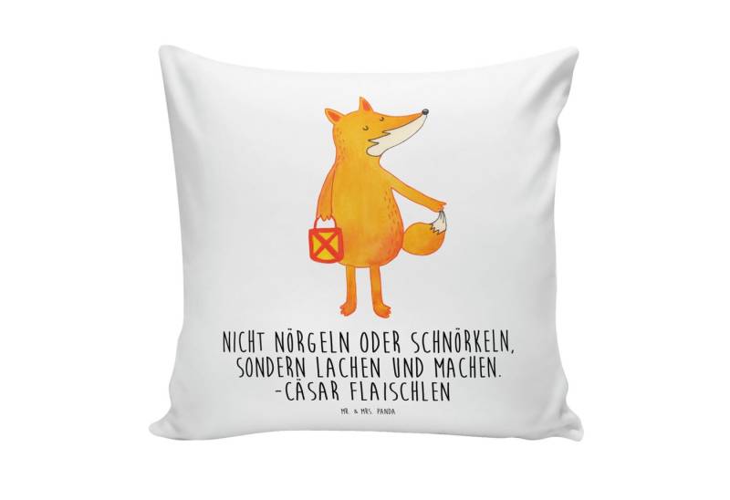 Mr. & Mrs. Panda Dekokissen Fuchs Laterne - Weiß - Geschenk, Cäsar Otto Hugo Flaischlen, Motivkis von Mr. & Mrs. Panda