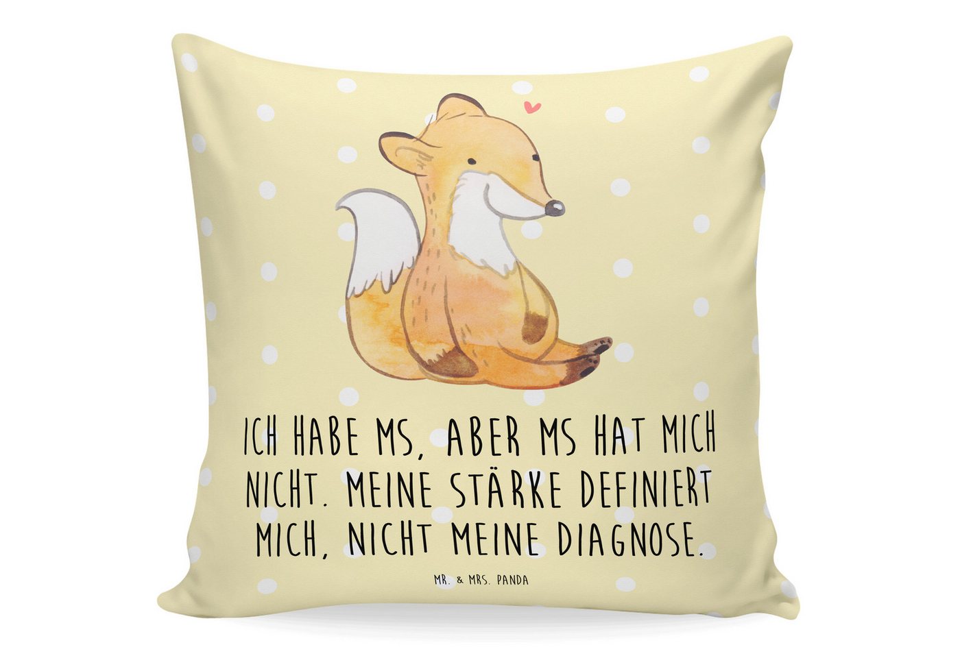 Mr. & Mrs. Panda Dekokissen Fuchs Multiple Sklerose - Gelb Pastell - Geschenk, Dekokissen, Kopfki, Einzigartige Designs von Mr. & Mrs. Panda