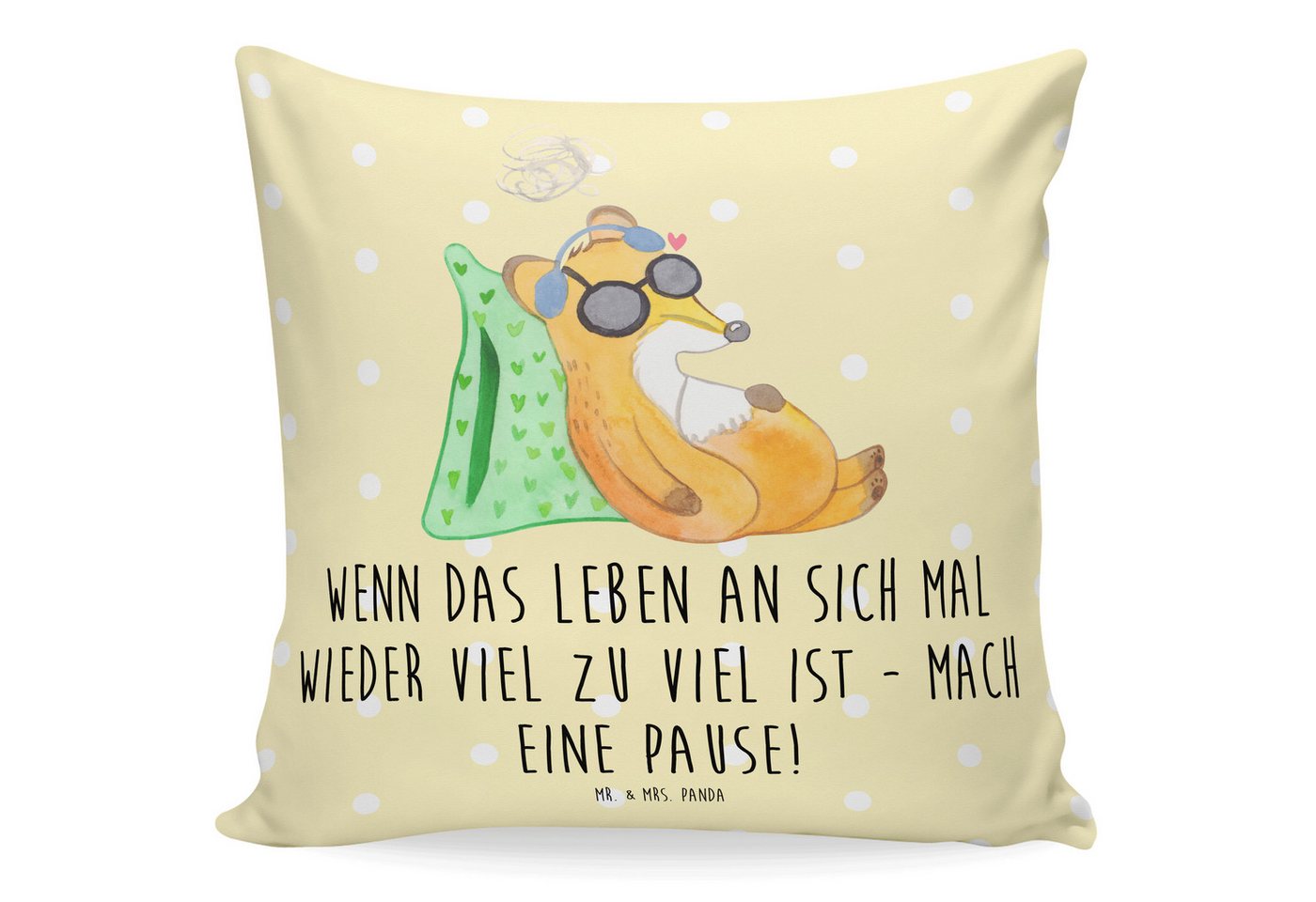 Mr. & Mrs. Panda Dekokissen Fuchs Neurodiversität - Gelb Pastell - Geschenk, Sofakissen, Kissenh, Einzigartige Designs von Mr. & Mrs. Panda