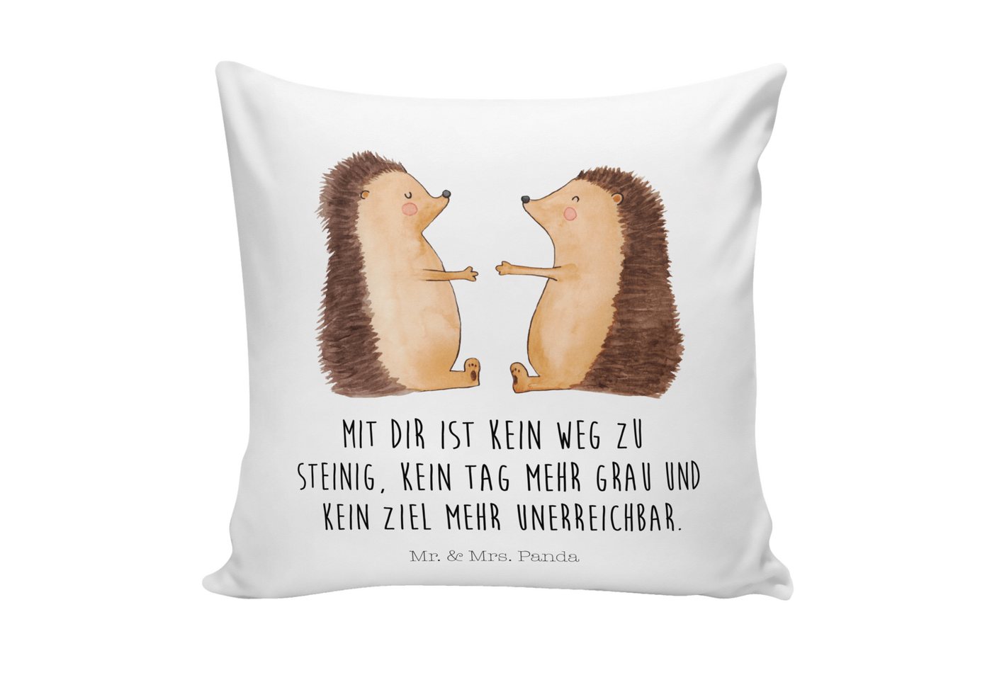 Mr. & Mrs. Panda Dekokissen Igel Liebe - Weiß - Geschenk, Verlobt, Verlobung, Motivkissen, Kopfki von Mr. & Mrs. Panda