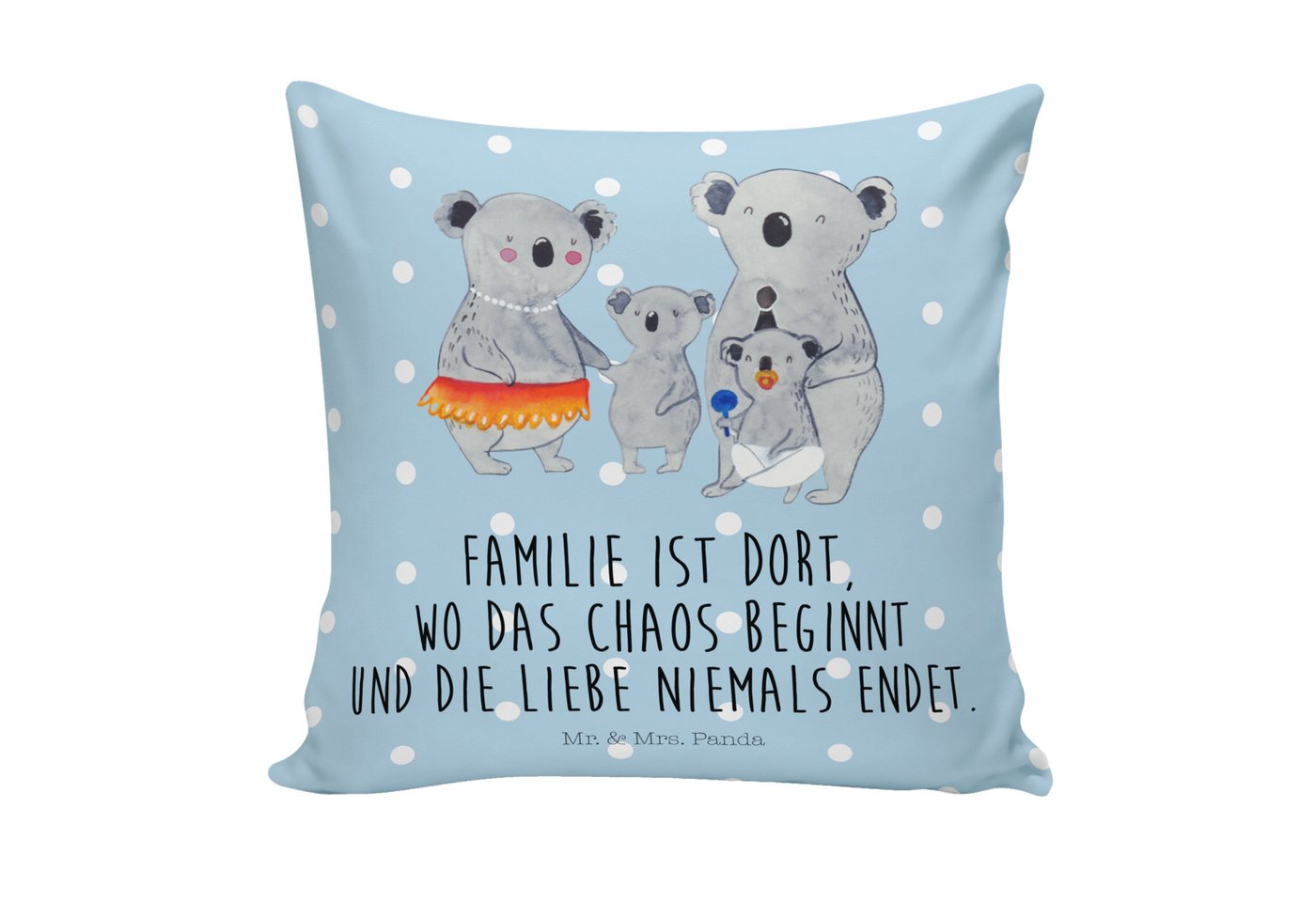 Mr. & Mrs. Panda Dekokissen Koala Familie - Blau Pastell - Geschenk, Kinder, Kissenhülle, Sofakis von Mr. & Mrs. Panda