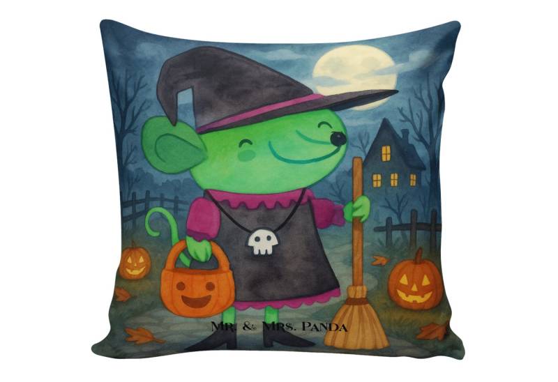 Mr. & Mrs. Panda Dekokissen Maus Hexe Design, Sofakissen, Weiß, Kissen, kuschel, Dekoration, deko von Mr. & Mrs. Panda