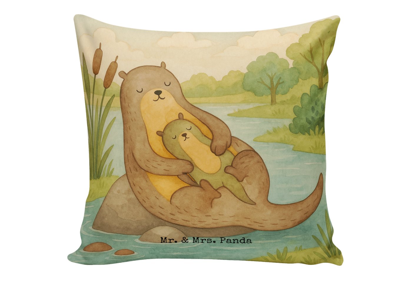 Mr. & Mrs. Panda Dekokissen Otter Kind Design, Kopfkissen, Weiß, Mutter, deko kissen, Sofakissen Mr. & Mrs. Panda Dekokissen Otter Kind Design, Kopfkissen, Weiß, Mutter, deko kissen, Sofakissen von Mr. & Mrs. Panda