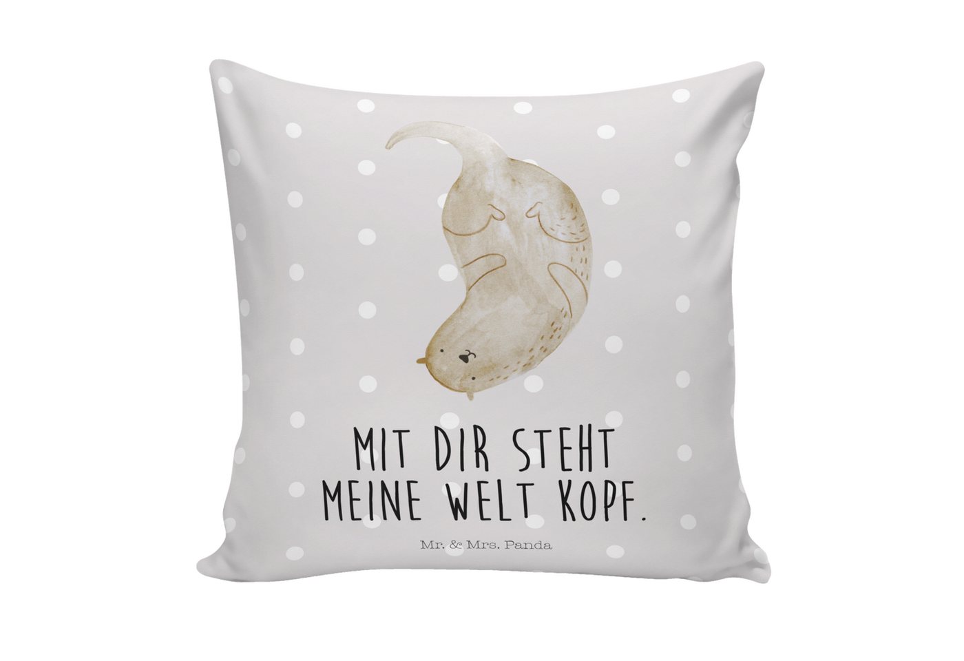 Mr. & Mrs. Panda Dekokissen Otter kopfüber - Grau Pastell - Geschenk, niedlich, Kissenhülle, Seeo Mr. & Mrs. Panda Dekokissen Otter kopfüber - Grau Pastell - Geschenk, niedlich, Kissenhülle, Seeo von Mr. & Mrs. Panda