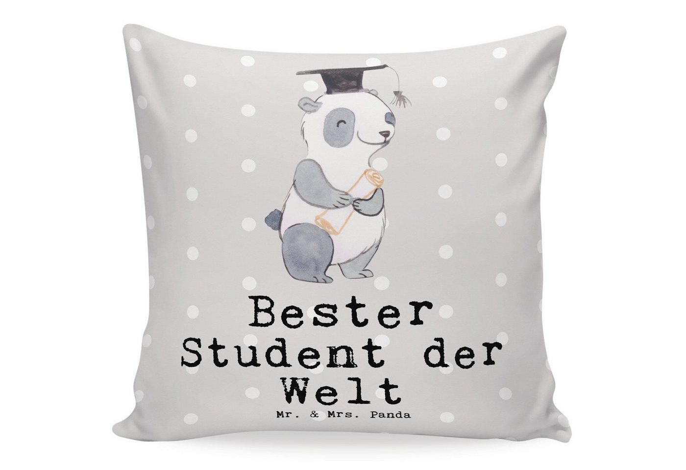 Mr. & Mrs. Panda Dekokissen Pinguin Bester Student der Welt - Grau Pastell - Geschenk, Bedanken, Einzigartige Designs von Mr. & Mrs. Panda