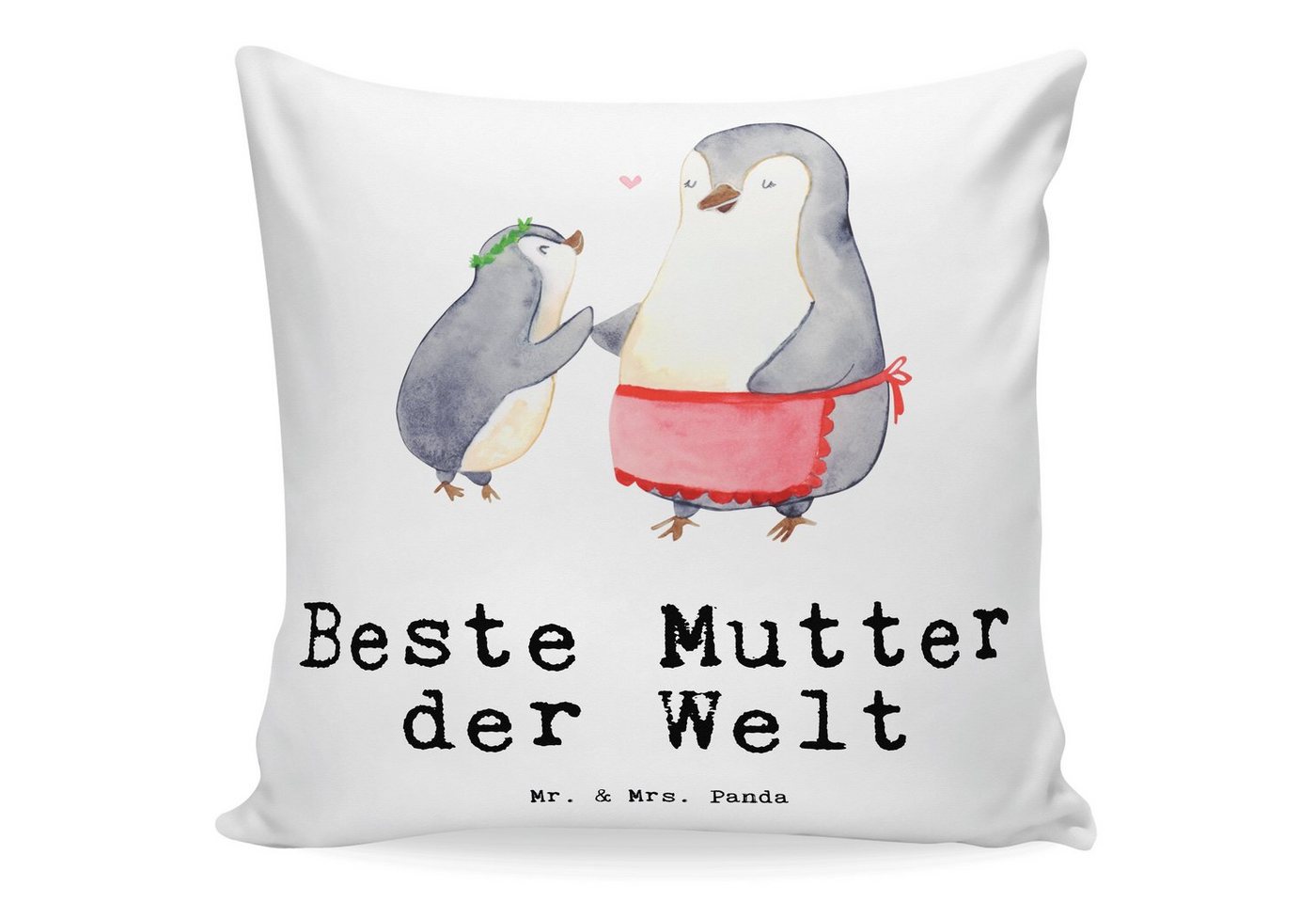 Mr. & Mrs. Panda Dekokissen Pinguin Beste Mutter der Welt - Weiß - Geschenk, Sofakissen, Dekokiss, Einzigartige Designs von Mr. & Mrs. Panda