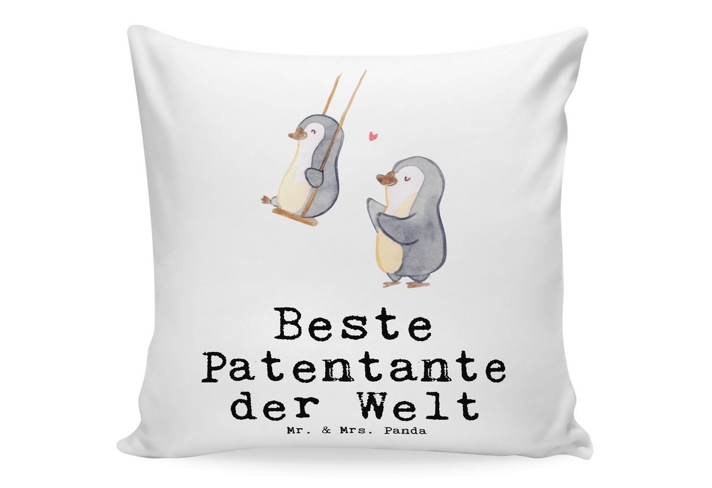 Mr. & Mrs. Panda Dekokissen Pinguin Beste Patentante der Welt - Weiß - Geschenk, Bedanken, Dankes, Herzerwärmendes Motiv von Mr. & Mrs. Panda