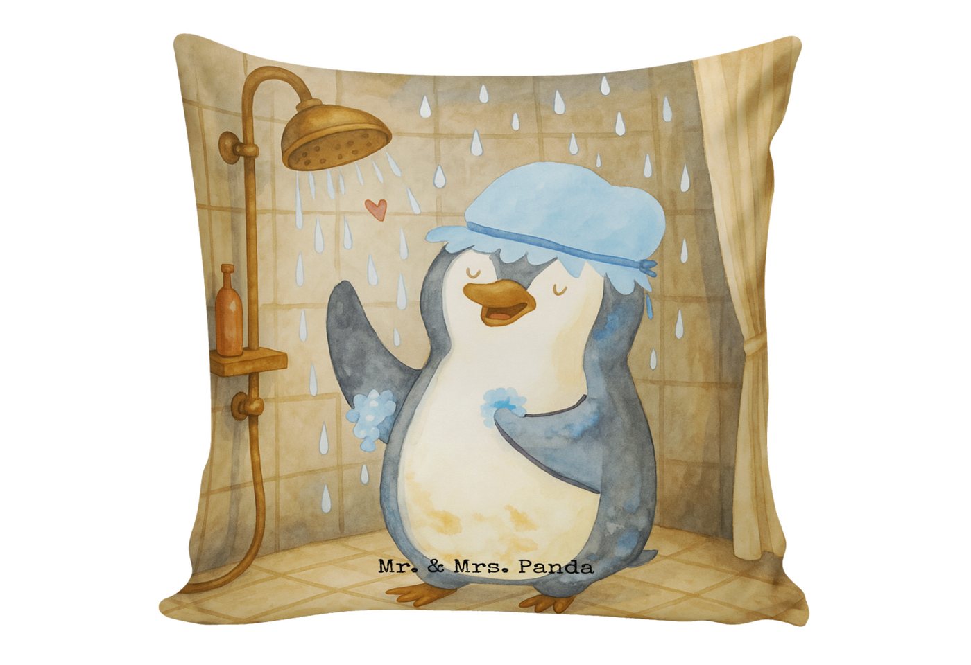 Mr. & Mrs. Panda Dekokissen Pinguin Duschen Design, Sofakissen, Weiß, Kopfkissen 40x40, Kuschelki Mr. & Mrs. Panda Dekokissen Pinguin Duschen Design, Sofakissen, Weiß, Kopfkissen 40x40, Kuschelki von Mr. & Mrs. Panda