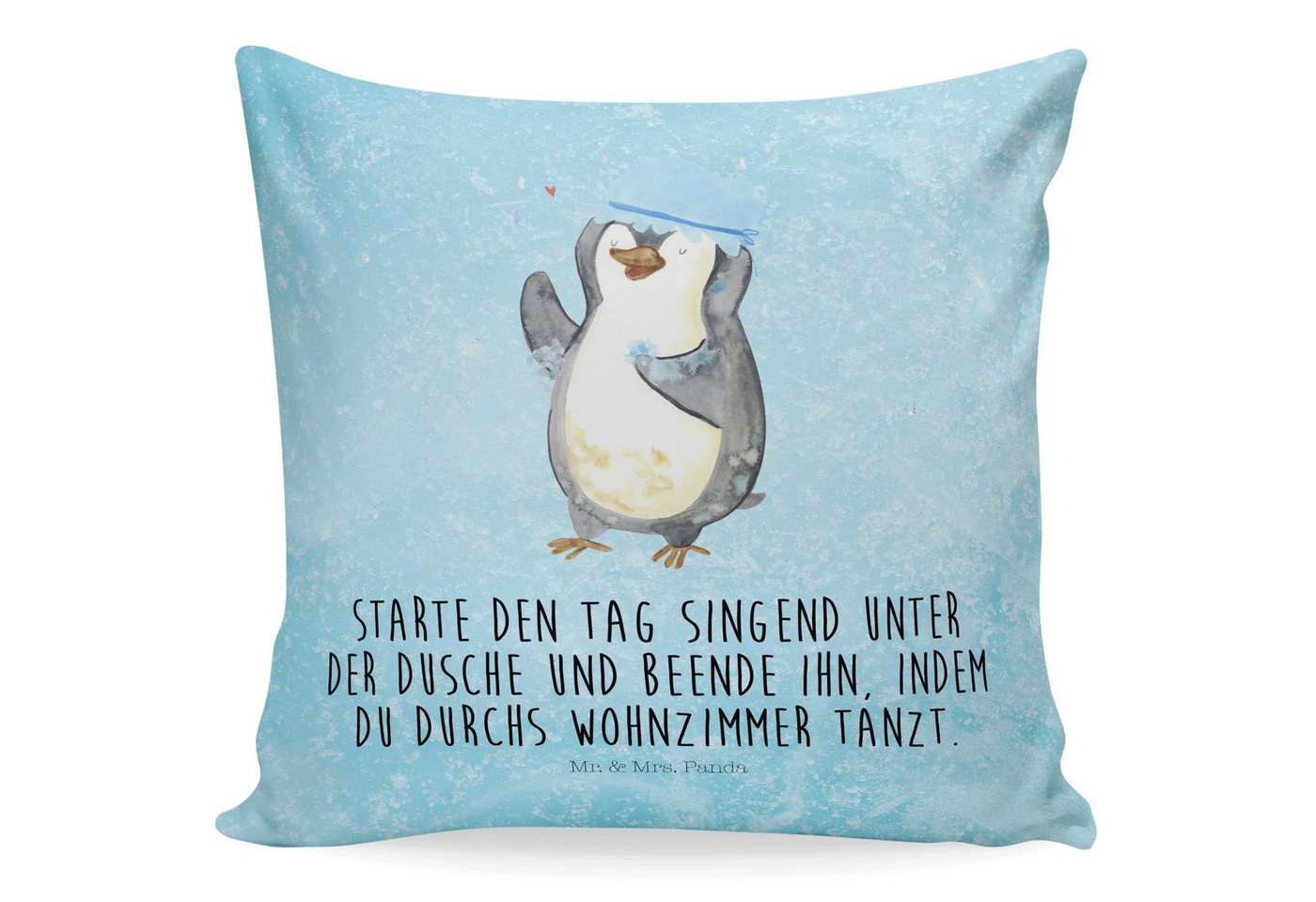 Mr. & Mrs. Panda Dekokissen Pinguin Duschen - Eisblau - Geschenk, glücklich sein, Sofakissen, Dus, Hochwertige Mikrofaser Mr. & Mrs. Panda Dekokissen Pinguin Duschen - Eisblau - Geschenk, glücklich sein, Sofakissen, Dus, Hochwertige Mikrofaser von Mr. & Mrs. Panda