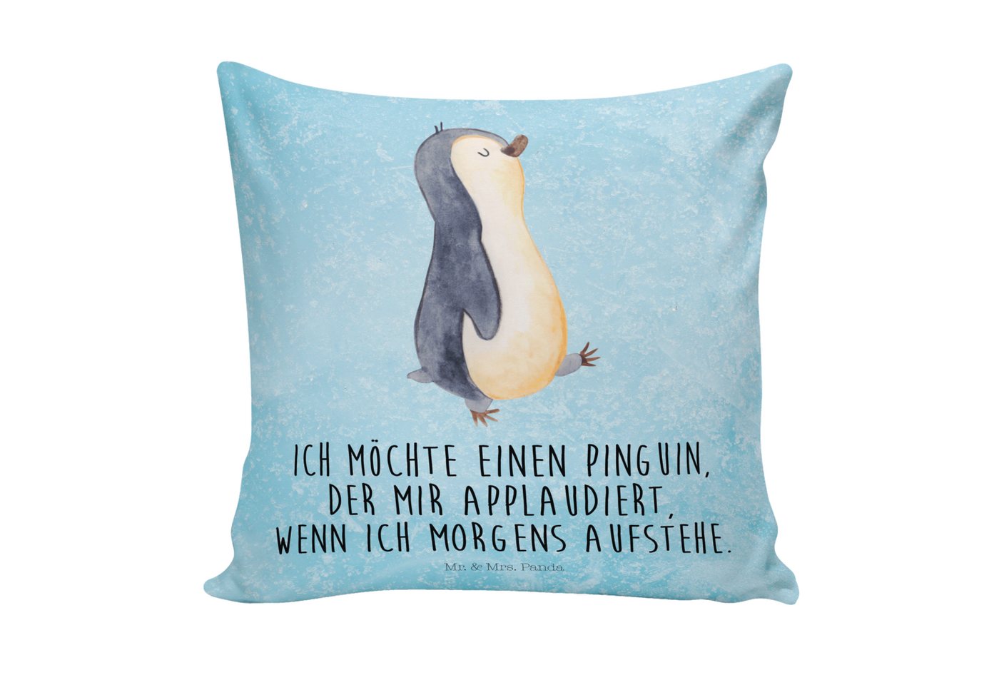 Mr. & Mrs. Panda Dekokissen Pinguin marschierend - Eisblau - Geschenk, Sofakissen, Kopfkissen, Fr von Mr. & Mrs. Panda