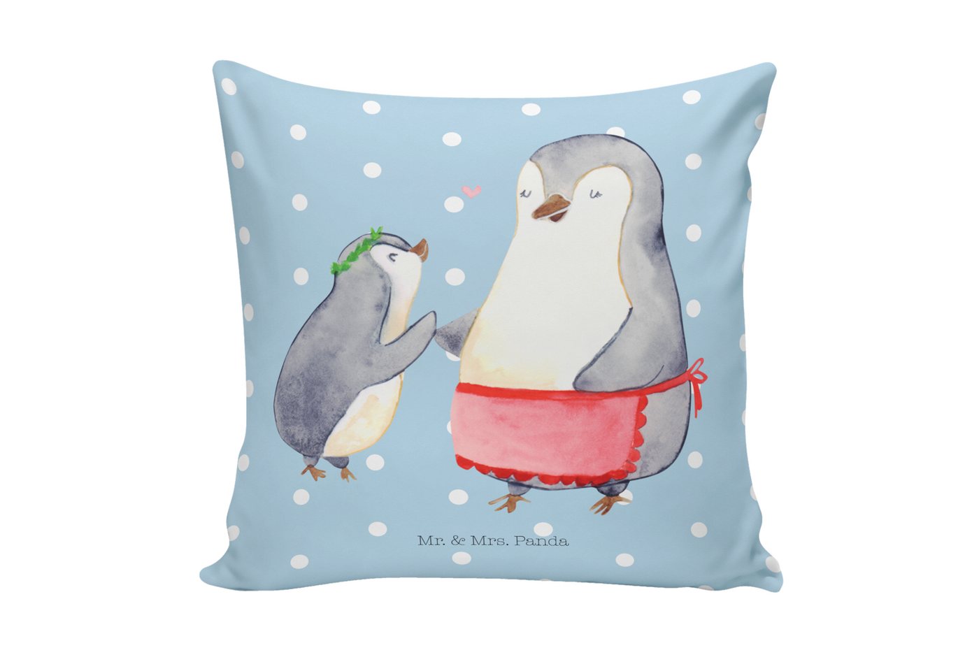 Mr. & Mrs. Panda Dekokissen Pinguin mit Kind - Blau Pastell - Geschenk, Muttertag, Danke Mama, Br von Mr. & Mrs. Panda