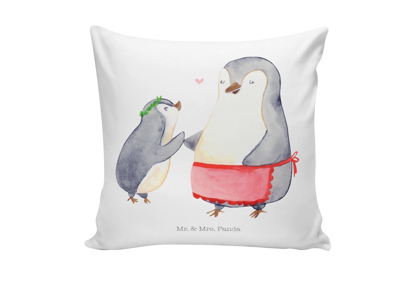 Mr. & Mrs. Panda Dekokissen Pinguin mit Kind - Weiß - Geschenk, Muttertag, Geschenk Mama, Vaterta von Mr. & Mrs. Panda