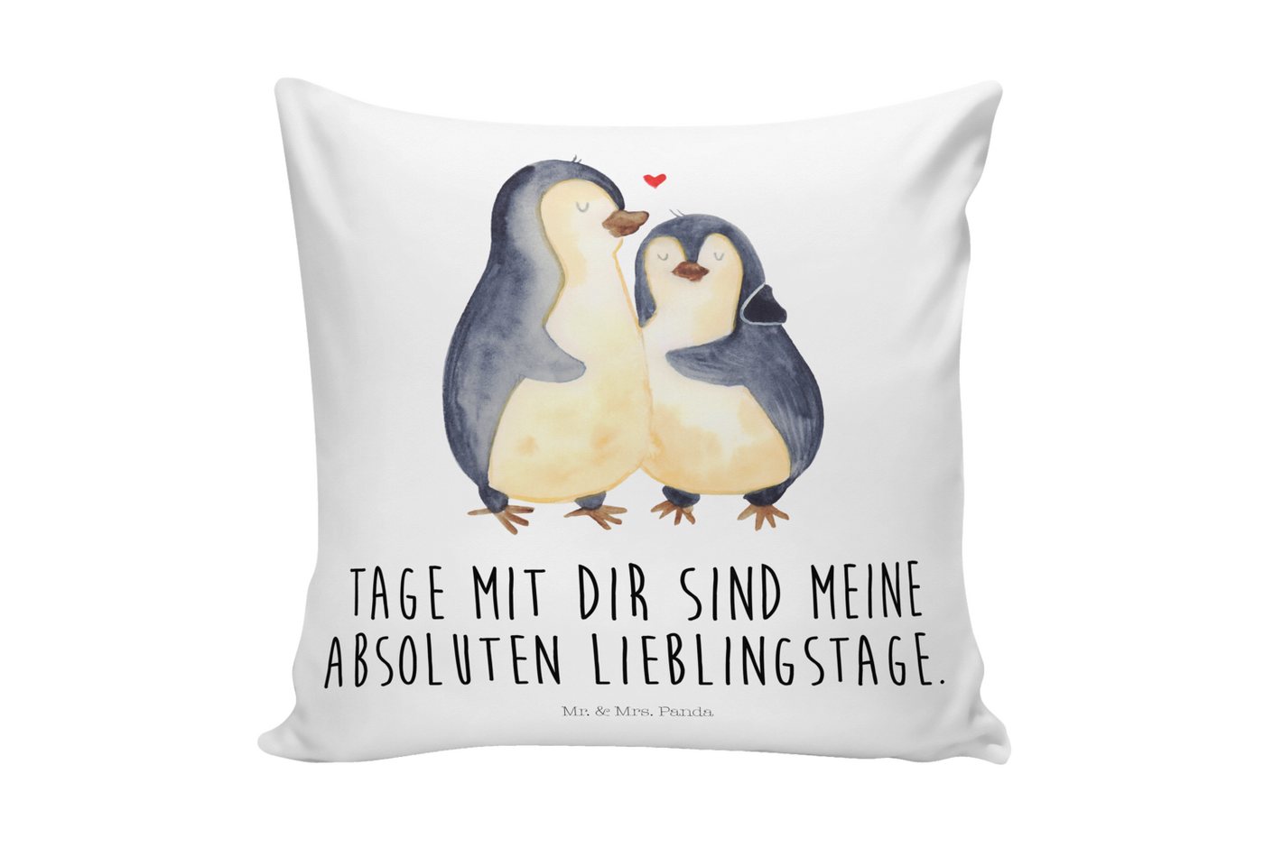 Mr. & Mrs. Panda Dekokissen Pinguin umarmend - Weiß - Geschenk, Motivkissen, Kopfkissen, Liebe, S von Mr. & Mrs. Panda