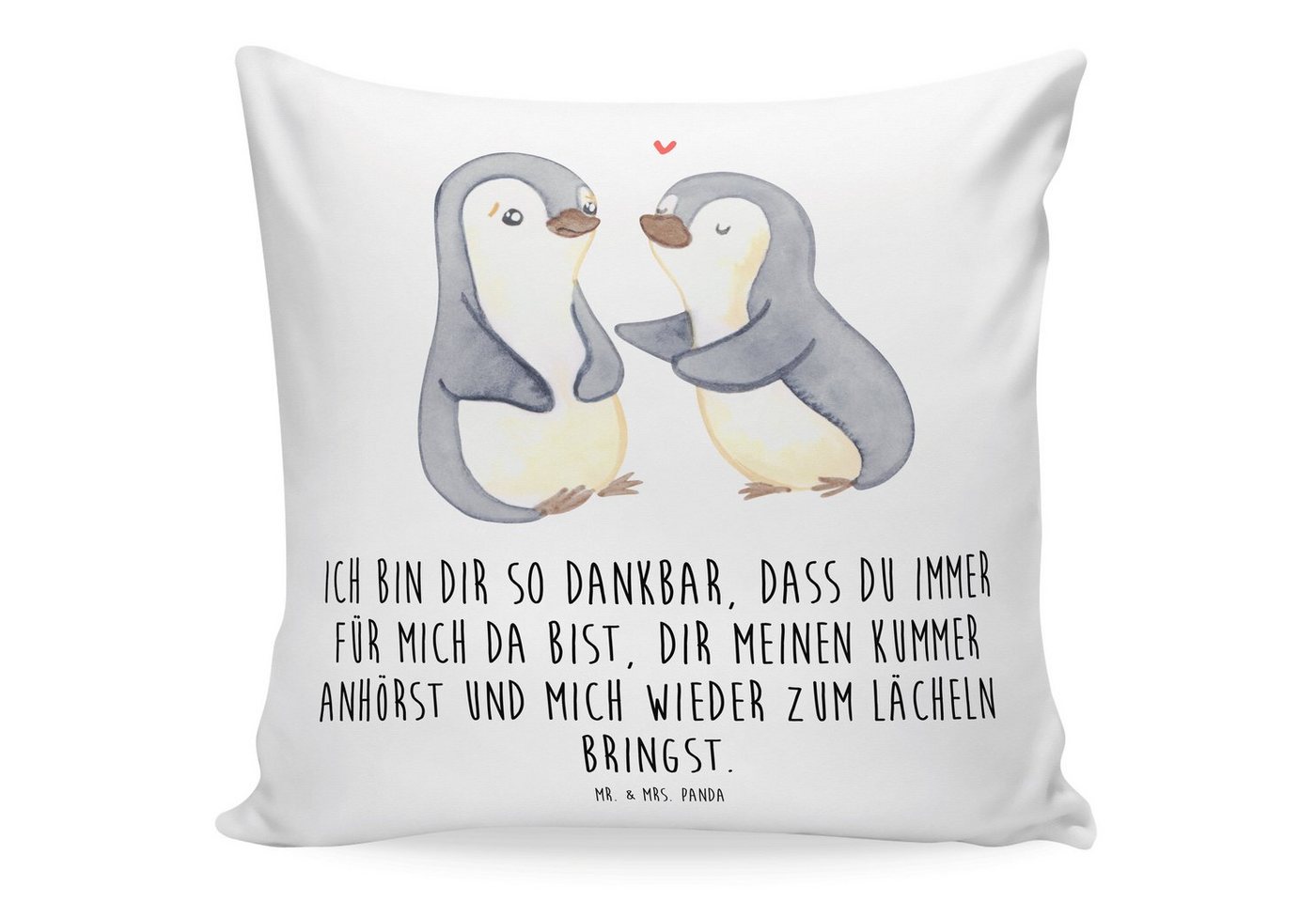 Mr. & Mrs. Panda Dekokissen Pinguine trösten - Weiß - Geschenk, für Männer, Valentinstag, Liebe, Einzigartige Motive von Mr. & Mrs. Panda