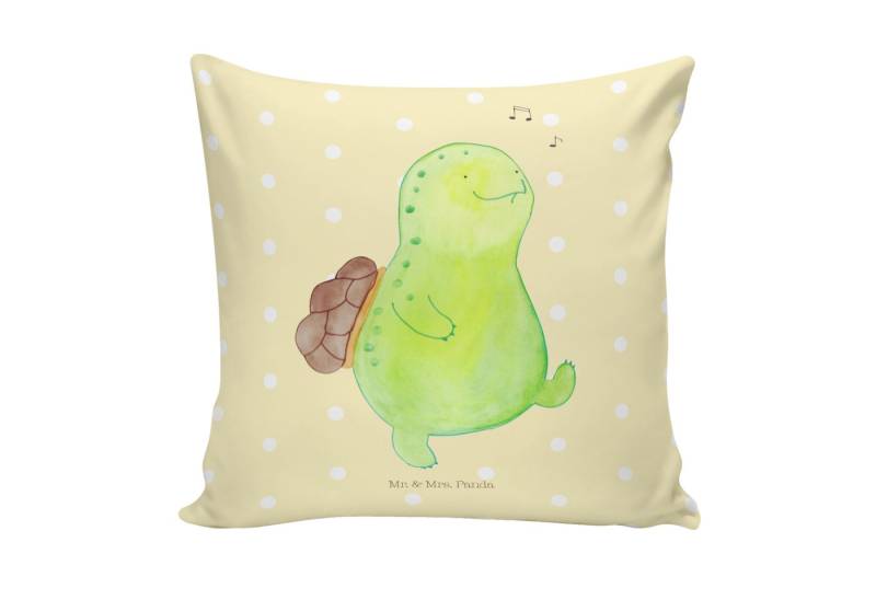 Mr. & Mrs. Panda Dekokissen Schildkröte pfeift - Gelb Pastell - Geschenk, Sofakissen, Dekokissen von Mr. & Mrs. Panda