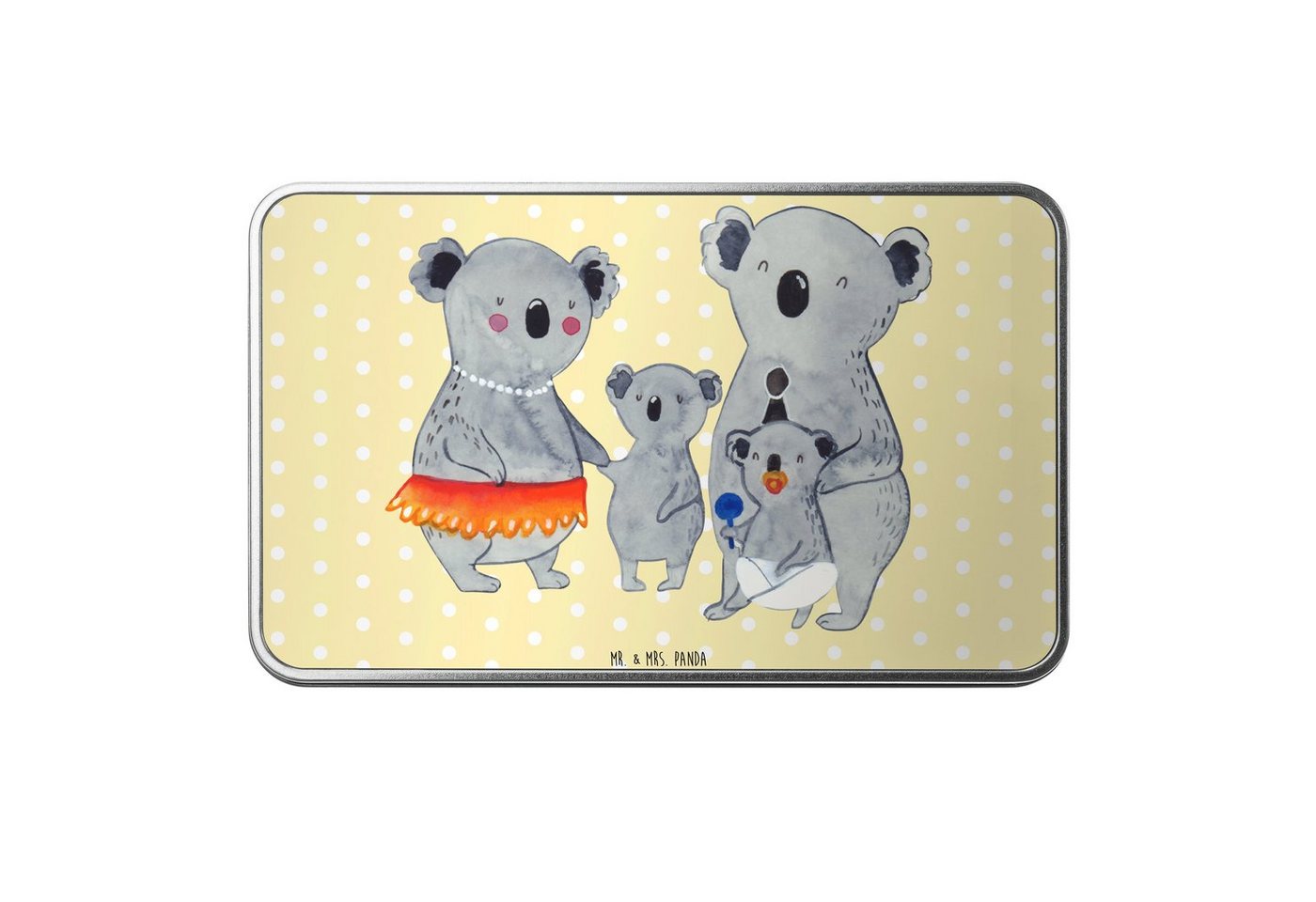 Mr. & Mrs. Panda Dose Koala Familie - Gelb Pastell - Geschenk, Aufbewahrungsbox, Koalas, Ki (1 St), Einzigartiges Design von Mr. & Mrs. Panda