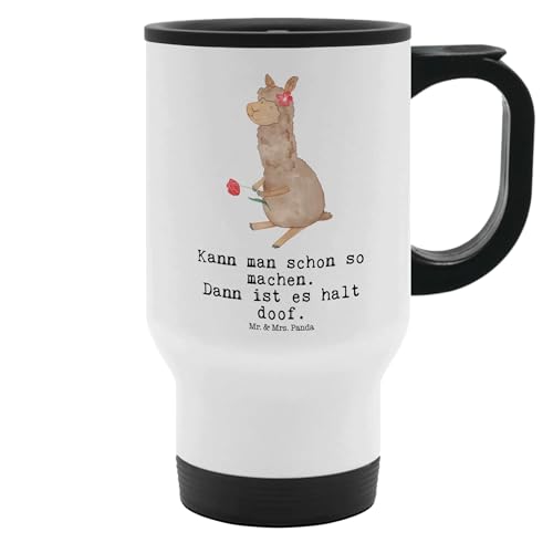 Mr. & Mrs. Panda Thermobecher Alpaka Blume - Geschenk, Warmhaltetasse, Kaffeetasse zum Mitnehmen, Alpaka Witz, Thermobecher für 400 ml, Lama, Mr. & Mrs. Panda Thermobecher Alpaka Blume - Geschenk, Warmhaltetasse, Kaffeetasse zum Mitnehmen, Alpaka Witz, Thermobecher für 400 ml, Lama, von Mr. & Mrs. Panda