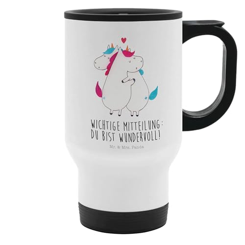 Mr. & Mrs. Panda Thermobecher Einhorn Mitteilung - Geschenk, Edelstahlbecher, Unicorn, Einhörner, Isolierbecher, Einhorn Deko, Tasse zum Mitnehmen, von Mr. & Mrs. Panda