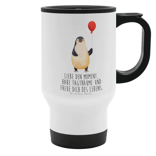 Mr. & Mrs. Panda Thermobecher Pinguin Luftballon - Geschenk, Glück, Motivation, Warmhaltetasse, Geschenkidee, Jahrmarkt, Edelstahlbecher, Kind, Tasse von Mr. & Mrs. Panda