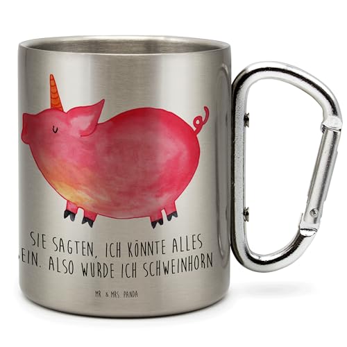 Mr. & Mrs. Panda Edelstahlbecher Einhorn Schweinhorn - Geschenk, funny, Karabiner, Spruch, Unicorn, Pegasus, Outdoor, Tasse, Einhörner von Mr. & Mrs. Panda