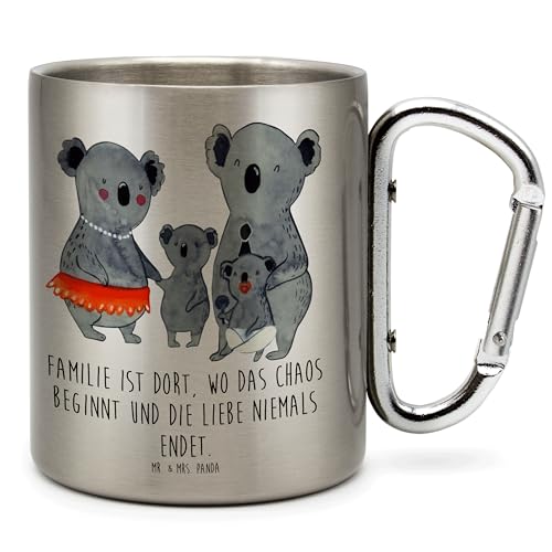 Mr. & Mrs. Panda Edelstahlbecher Koala Familie - Geschenk, Kinder, Papa, Tasse, Family, Familienzeit, Camping, Schwester, Karabiner, Mama, Bruder, von Mr. & Mrs. Panda