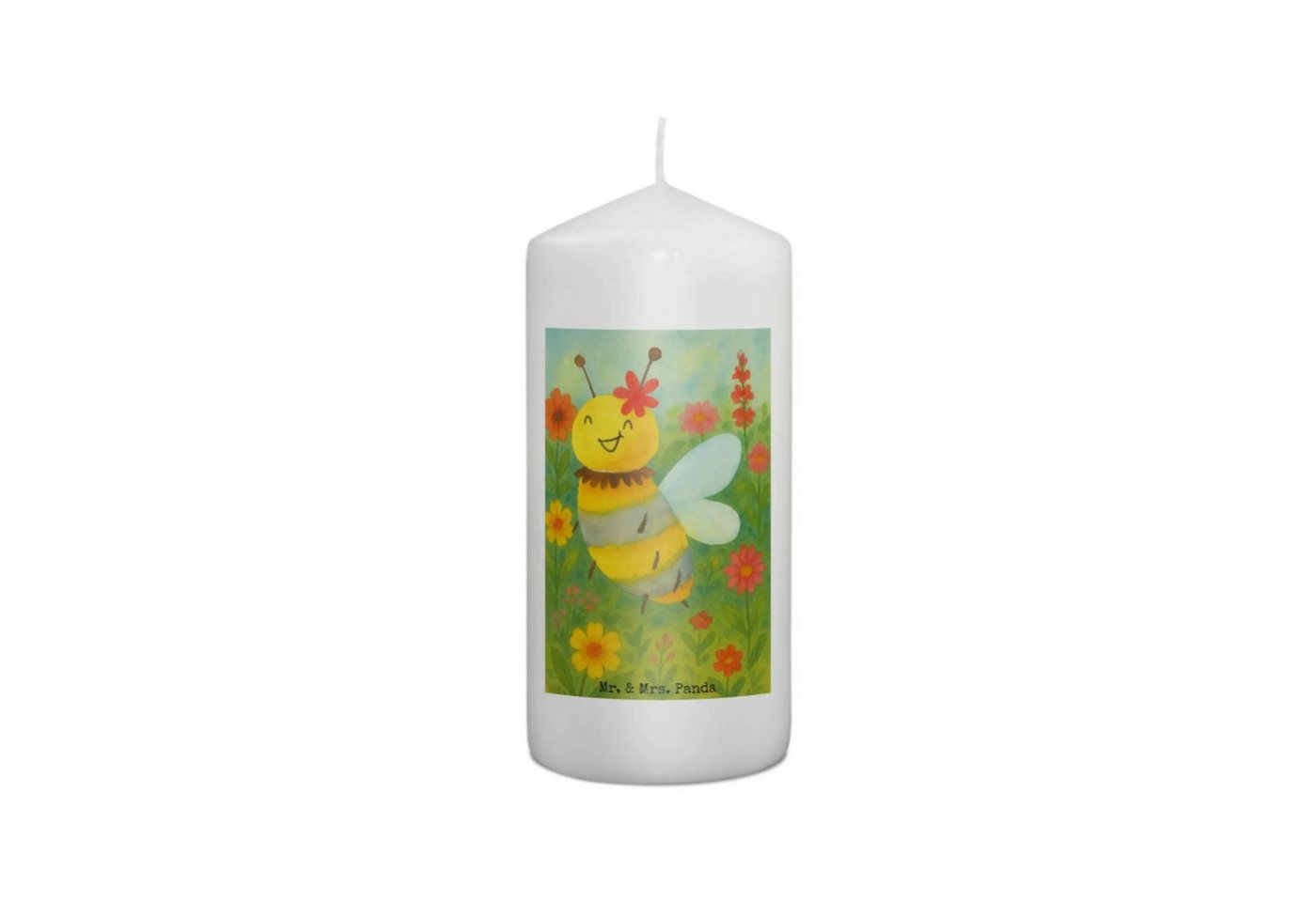 Mr. & Mrs. Panda Formkerze Biene Blume Design 15 x 7 cm - Weiß - Geschenk, Hummel, Kerze Mit Nam (Packung, 1-tlg., Biene Blume), Besonderes Design von Mr. & Mrs. Panda