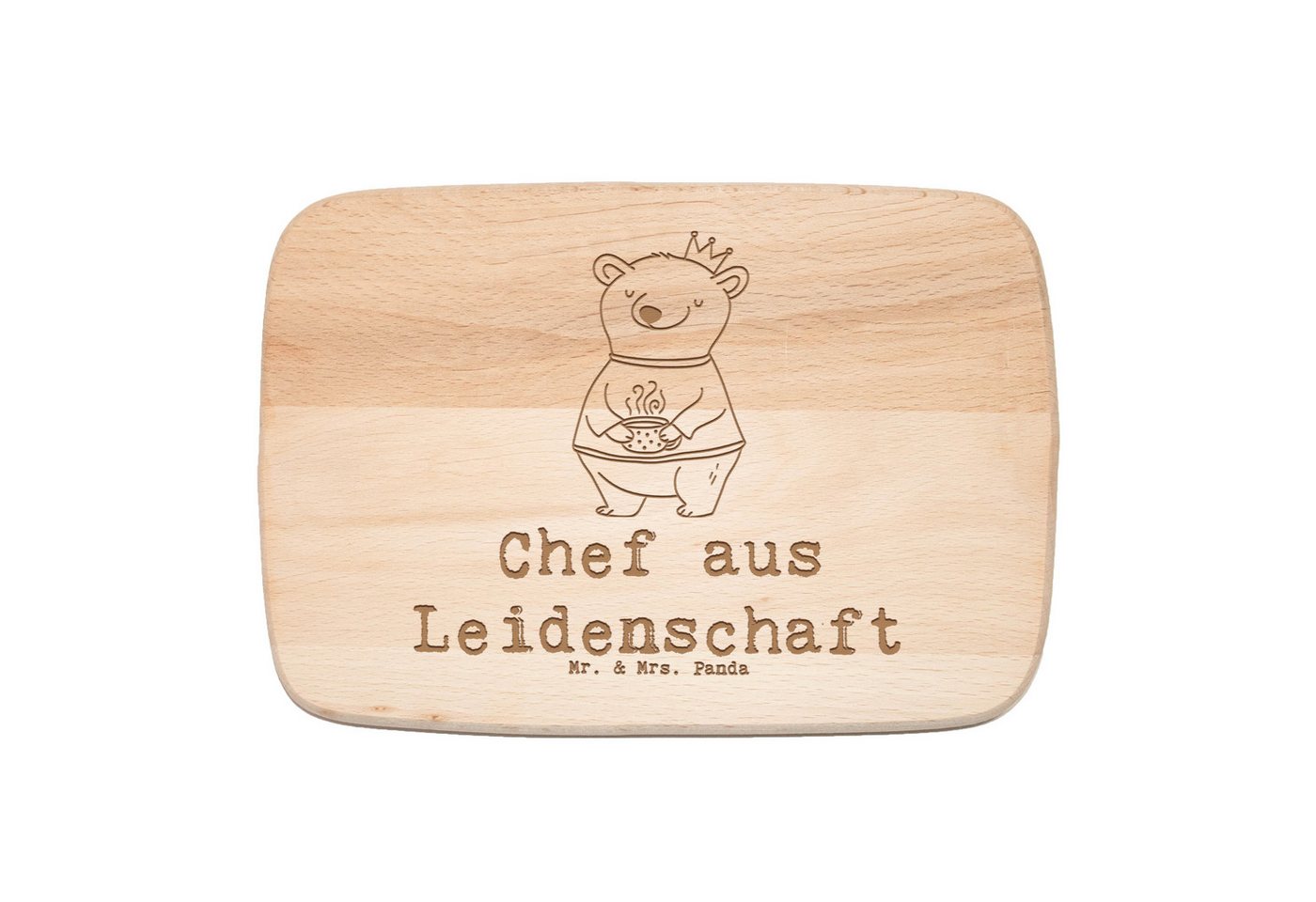 Mr. & Mrs. Panda Frühstücksbrett Chef Leidenschaft, Schneidebrett Holz, Transparent, Leiter, Holzbrett, Birkenholz, (Packung, 1-St) von Mr. & Mrs. Panda