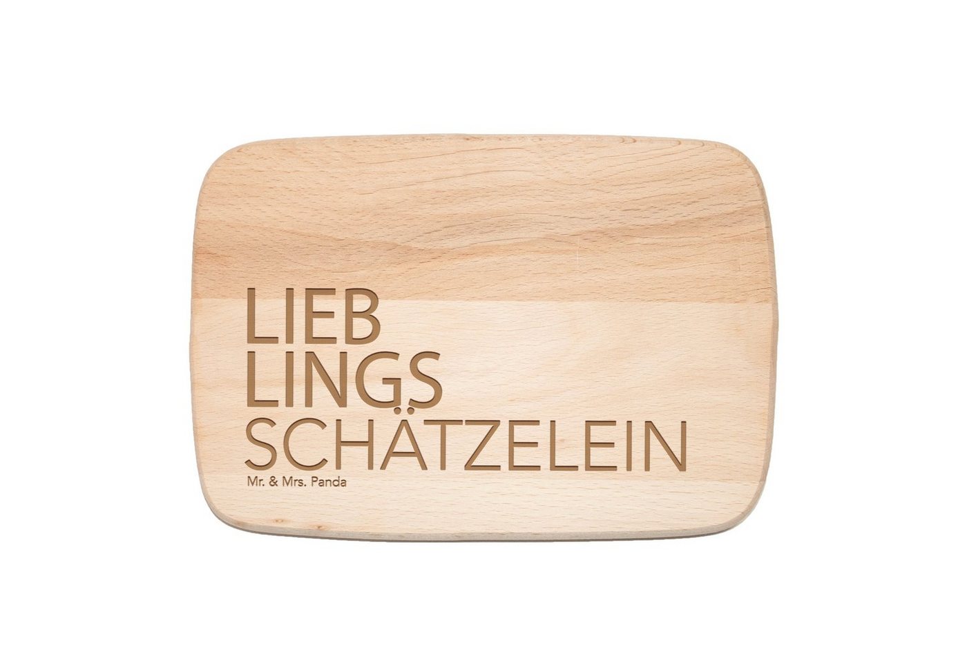 Mr. & Mrs. Panda Frühstücksbrett Schätzelein - Transparent - Geschenk, Schatz, Schneidebrett Holz, Spr, FSC Buchenholz, (1-St) von Mr. & Mrs. Panda